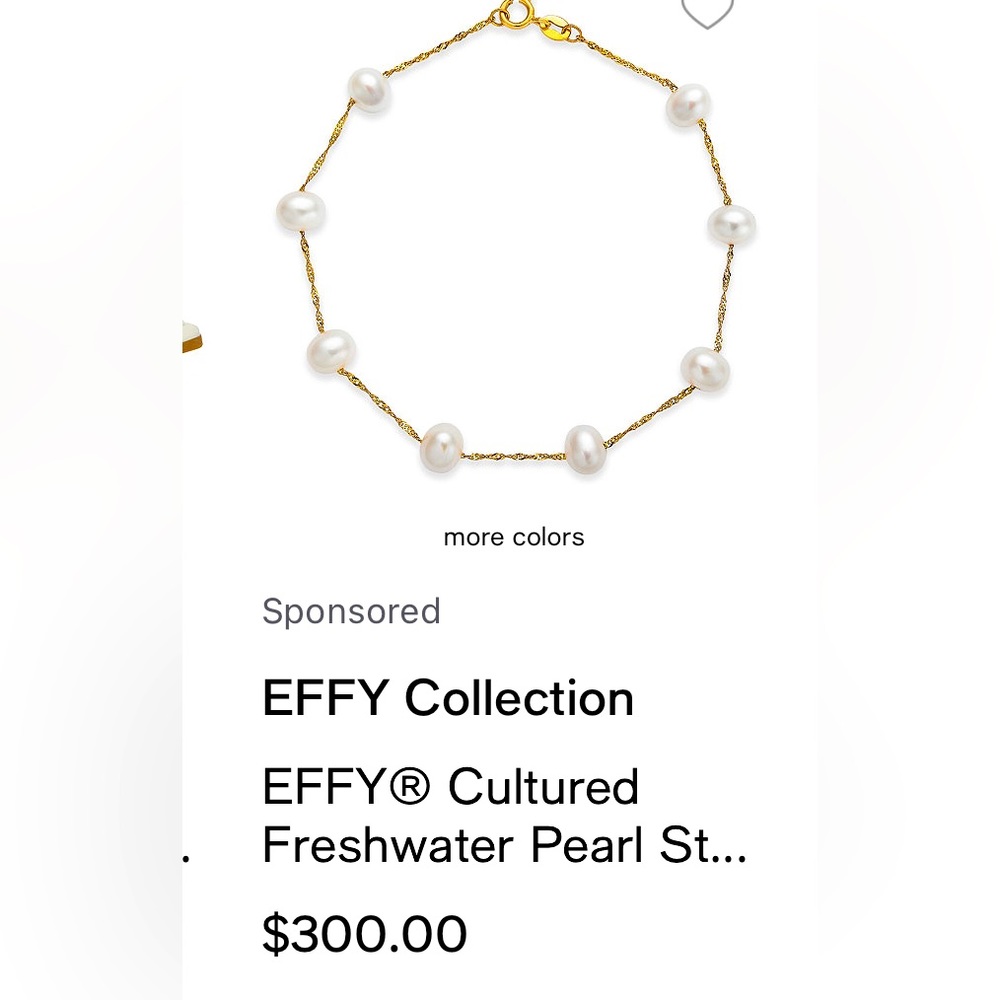 EFFY 14 karat white pearl bracelet, brand new
